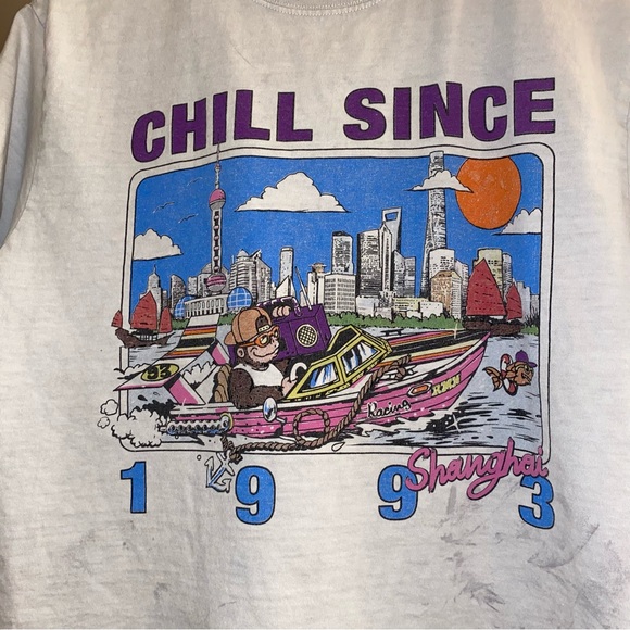 Brandy Melville Tie Dye Shanghai Gorilla Speedboat Graphic Tee T-Shirt Top - Picture 5 of 7